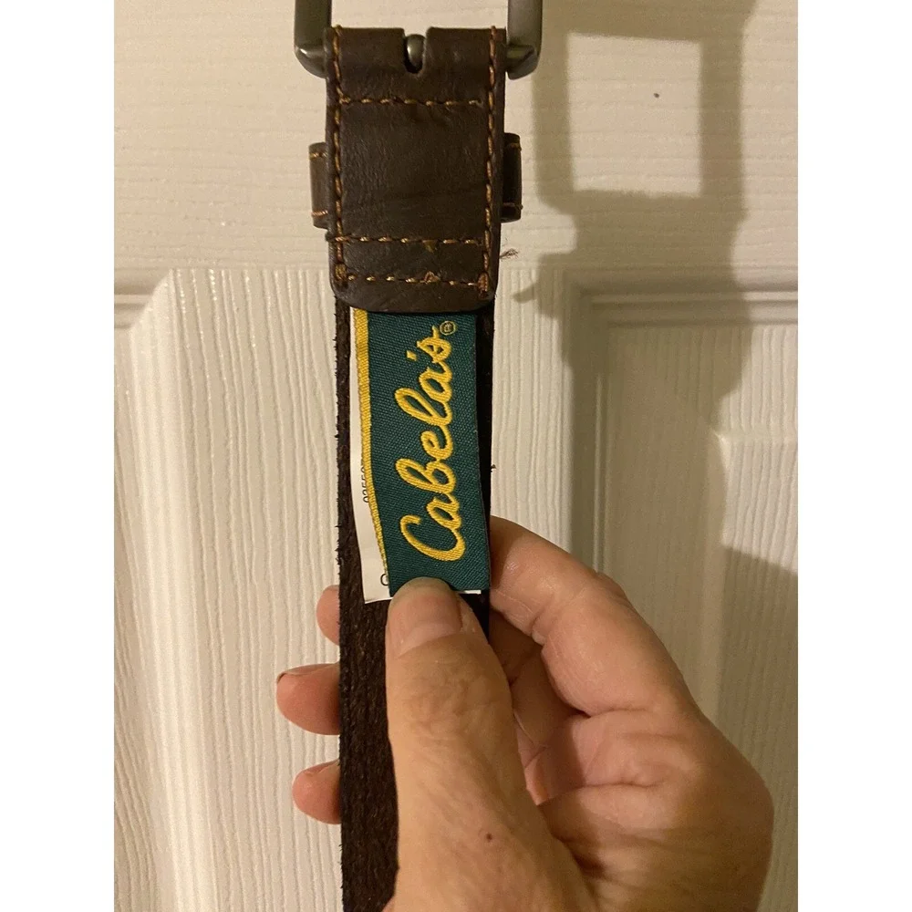 Candela's Belt Size 32 Dark Brown With Cameo Cloth In Center